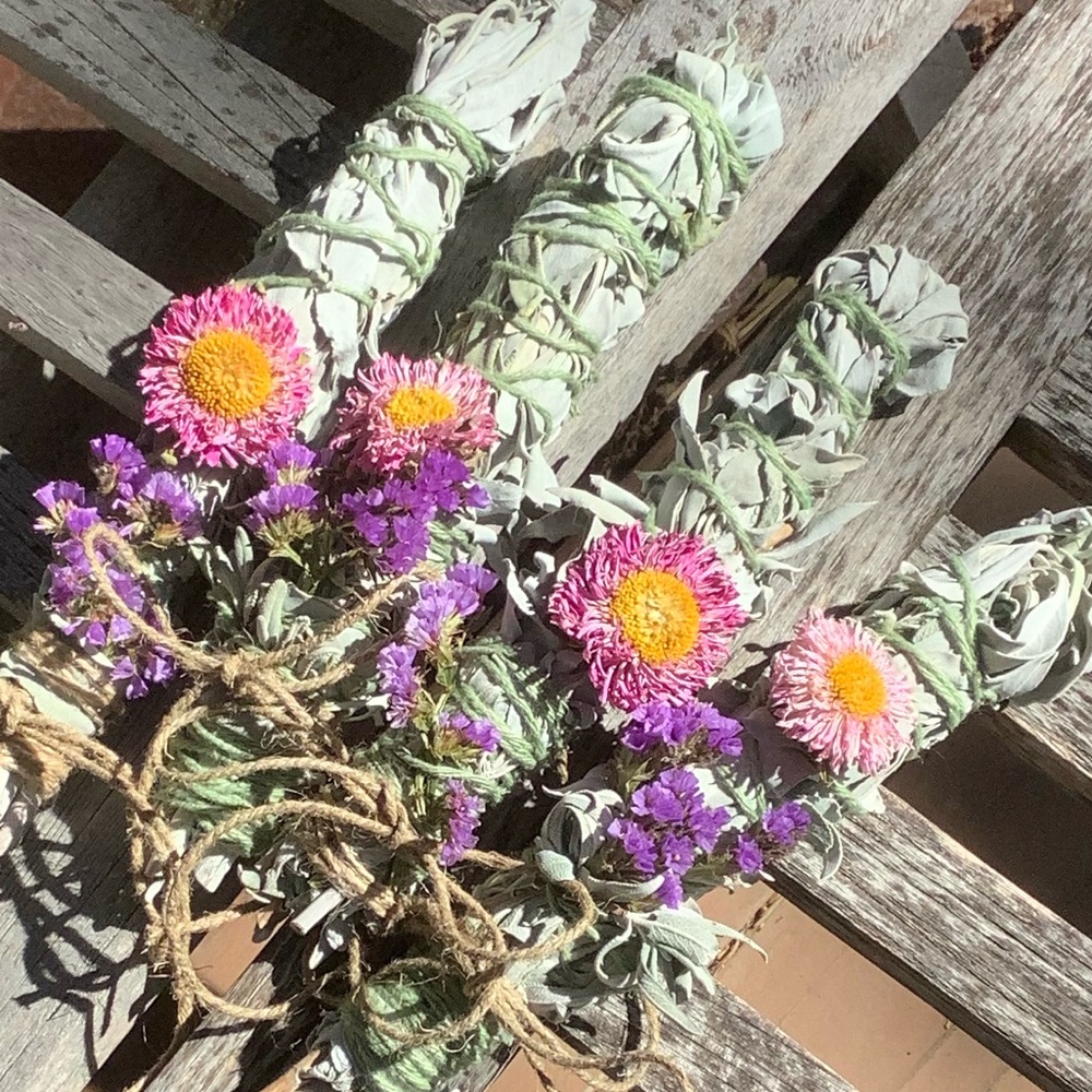 White Sage Pink Purple 9” Organic 1 Stick Boho Home Decor Eco Friendly Smudge - Picture 5 of 14